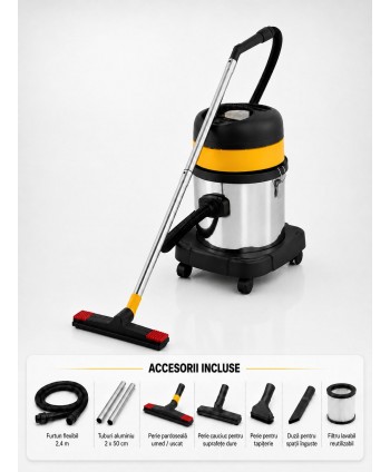 Aspirator profesional umed/uscat ArliTech® 3420 Inox – Putere 1200W, Eficiență și Responsabilitate Ecologică