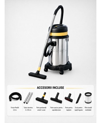 Aspirator profesional umed/uscat ArliTech® 3435 Inox – Putere 1200W, Eficiență și Sustenabilitate