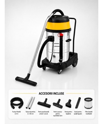 Aspirator profesional umed/uscat ArliTech® 603 Inox – Putere Extremă 3600W și Performanță Maximă