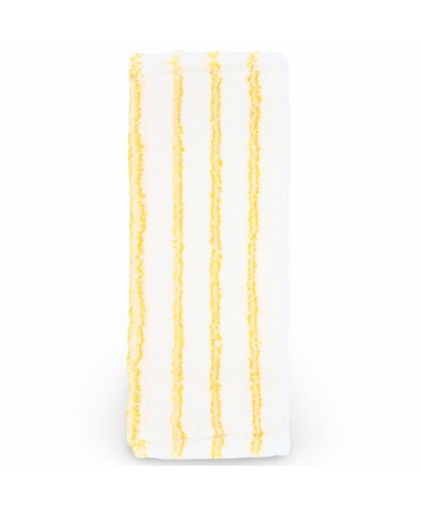 Mop profesional plat din microfibră 40 cm cu dungi galbene, urechi și buzunare, pentru bai, lavoare
