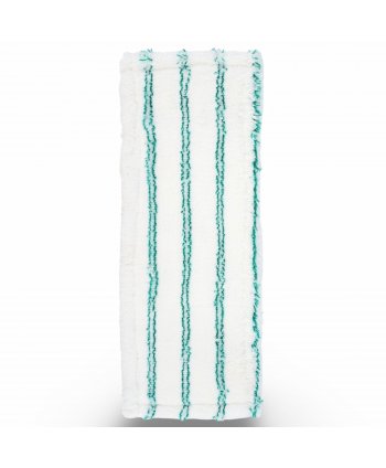 Mop profesional plat din microfibră 40 cm cu dungi verzi, urechi și buzunare, pentru spatii alimentare
