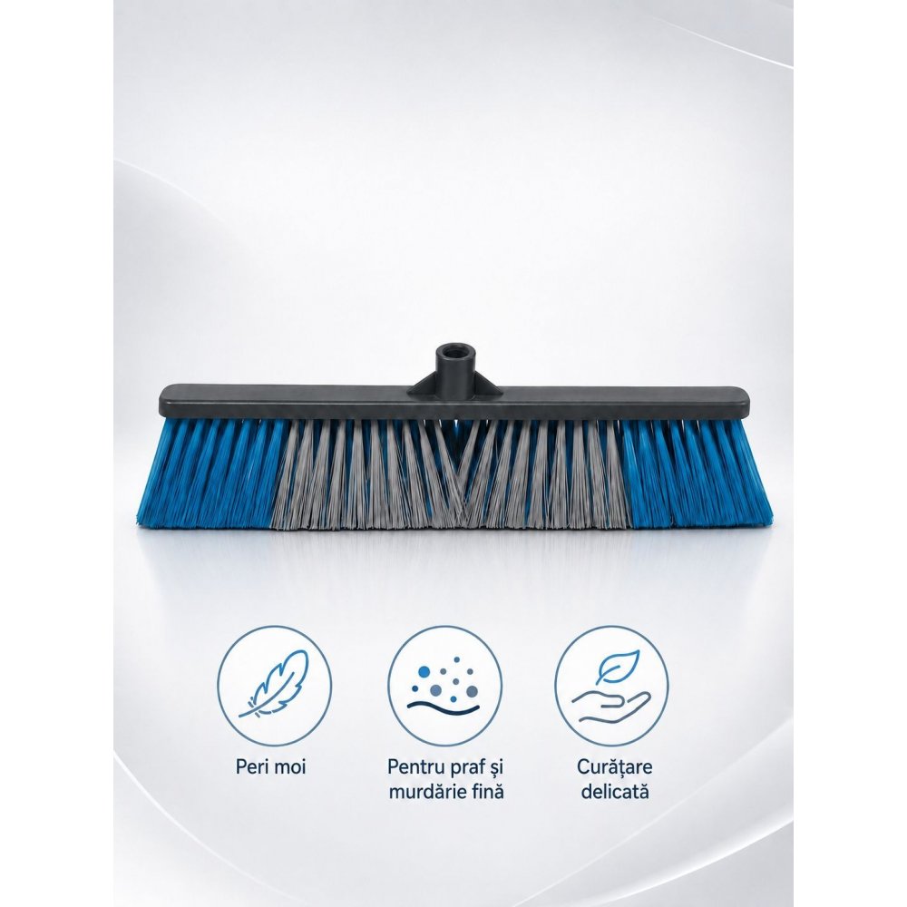 Mătură Profesională de Exterior cu Peri Flexibili 60 cm - murdărie fină, praf, nisip pe Beton, Asfalt, Marmură & Mozaic