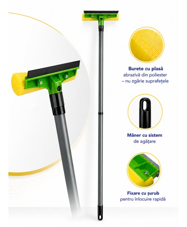 Racletă șters geamuri cu coadă telescopică 3 m – curățare eficientă pentru suprafețe vitrate