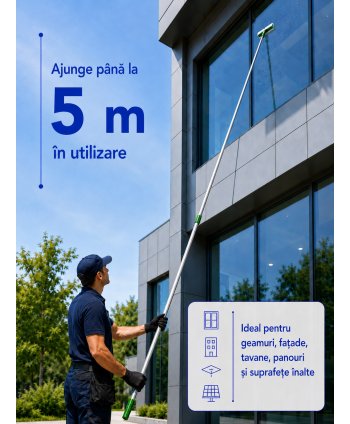 Mâner Telescopic Profesional din Aluminiu pentru  Curățenie la Înălțime - 3 metri (2 buc x 1,5 metri)