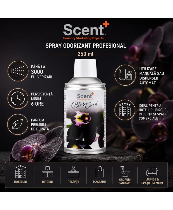 Spray Odorizant Profesional 250 ml ScentPlus® Black Orchid – Parfum Floral Oriental