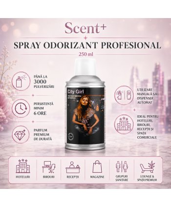 Spray Odorizant Profesional 250 ml ScentPlus® City Girl – Parfum Floral Modern