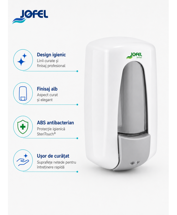 Dozator Săpun Antibacterian cu Ioni de Argint, Sterilizare Permanenta SteriTouch® - Jofel Aitana Antibac Dozator Săpun Antibacterian cu Ioni de Argint, Sterilizare Permanenta SteriTouch® - Jofel Aitana Antibac