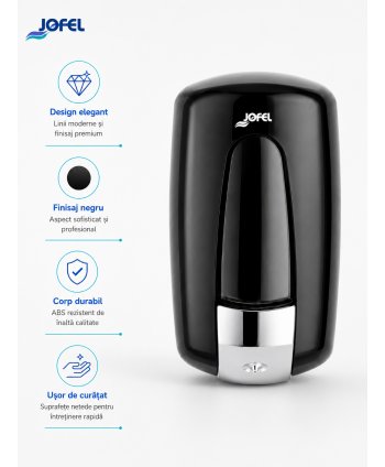 Dozator Săpun Lichid Jofel AITANA „Elegance Black”, capacitate 900 ml - Design Premium și Igienă