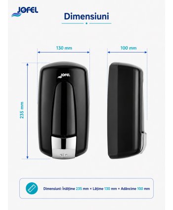 Dozator Săpun Lichid Jofel AITANA „Elegance Black”, capacitate 900 ml - Design Premium și Igienă