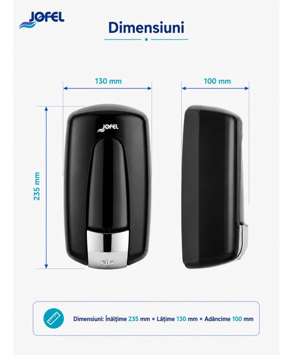 Dozator Săpun Lichid Jofel AITANA „Elegance Black”, capacitate 900 ml - Design Premium și Igienă Dozator Săpun Lichid Jofel AITANA „Elegance Black”, capacitate 900 ml - Design Premium și Igienă