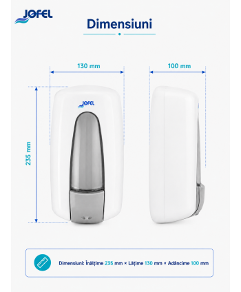 Dozator Săpun Lichid Jofel Aitana, capacitate 900 ml, calitate Premium, alb - Igienă, Design Compact și Durabilitate