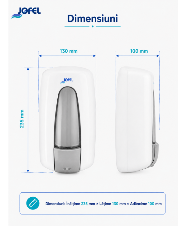 Dozator Săpun Lichid Jofel Aitana, capacitate 900 ml, calitate Premium, alb - Igienă, Design Compact și Durabilitate Dozator Săpun Lichid Jofel Aitana, capacitate 900 ml, calitate Premium, alb - Igienă, Design Compact și Durabilitate