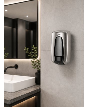 Dozator pentru sapun lichid cu finisaj nichelat, calitate Premium, Jofel Aitana Nickel, capacitate 900 ml