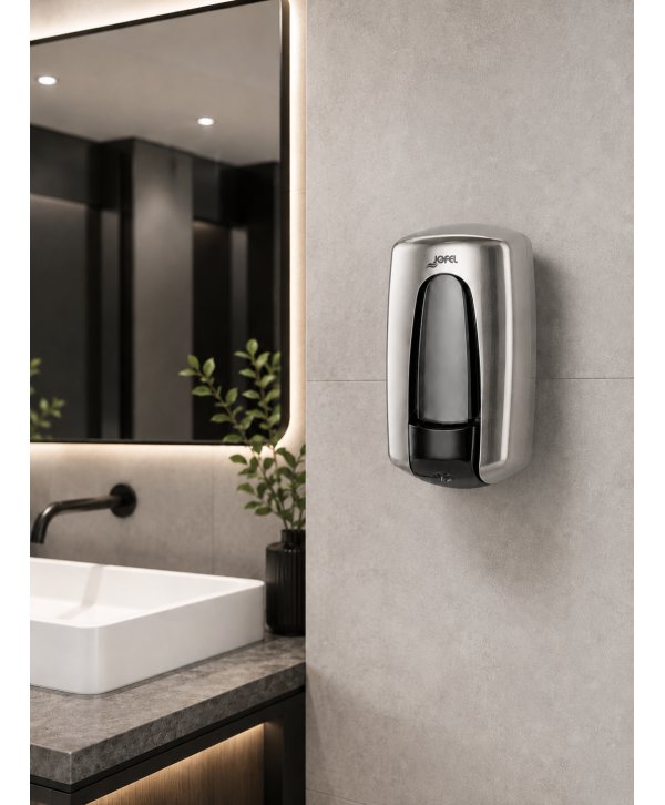 Dozator pentru sapun lichid cu finisaj nichelat, calitate Premium, Jofel Aitana Nickel, capacitate 900 ml Dozator pentru sapun lichid cu finisaj nichelat, calitate Premium, Jofel Aitana Nickel, capacitate 900 ml