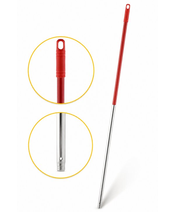 Mâner profesional roșu din aluminiu 140 cm pentru mop, pentru toalete Mopuri profesionale - Mâner profesional roșu din aluminiu 140 cm pentru mop, pentru toalete - arli.ro