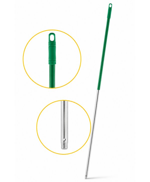 Mâner profesional verde din aluminiu 140 cm pentru mop, pentru bucătării Mâner profesional verde din aluminiu 140 cm pentru mop, pentru bucătării