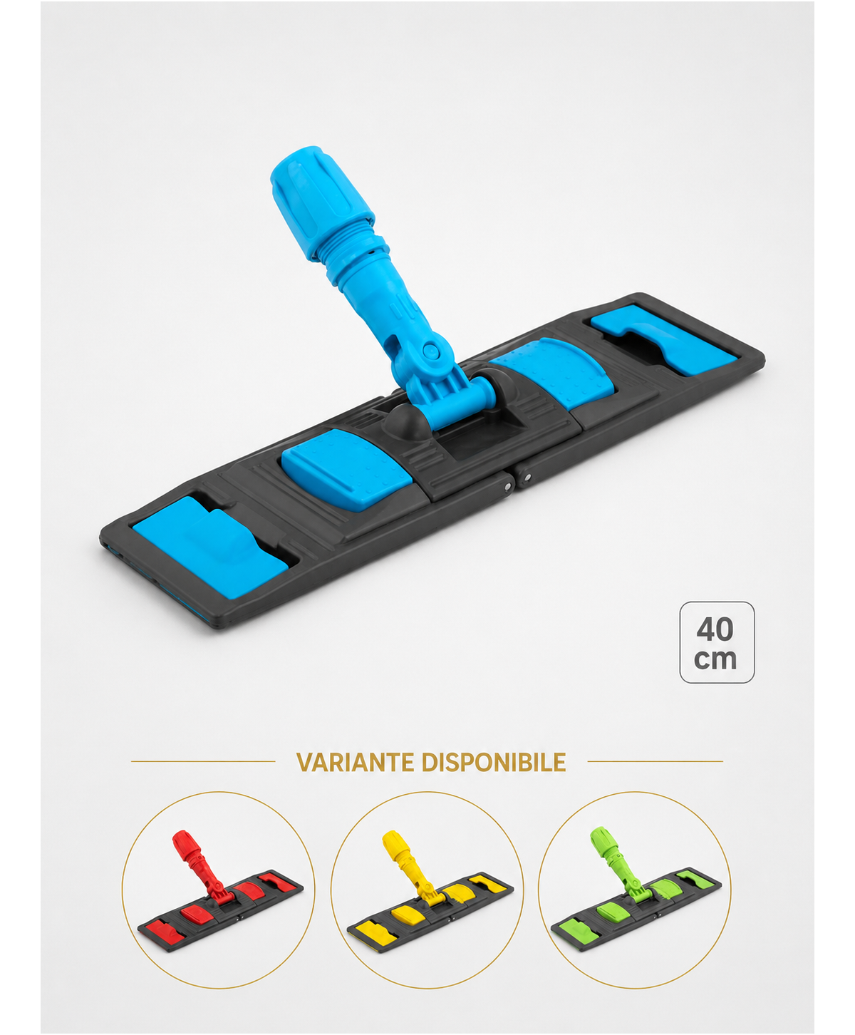 Suport mop profesional plat albastru 40 cm, fixare cu urechi, pentru birouri