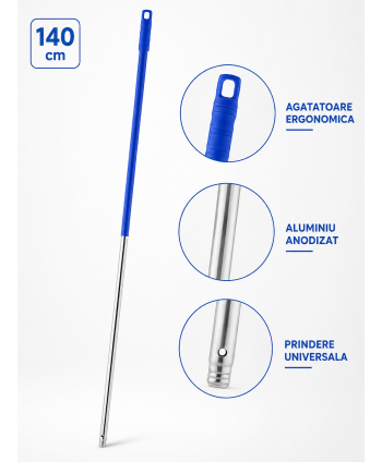  Mopuri profesionale - Mâner profesional albastru din aluminiu 140 cm pentru mop, pentru birouri - arli.ro