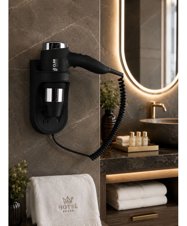 Uscator de par mural Clar Systems Pro negru – hotel si wellness Uscator de par mural Clar Systems Pro negru – hotel si wellness