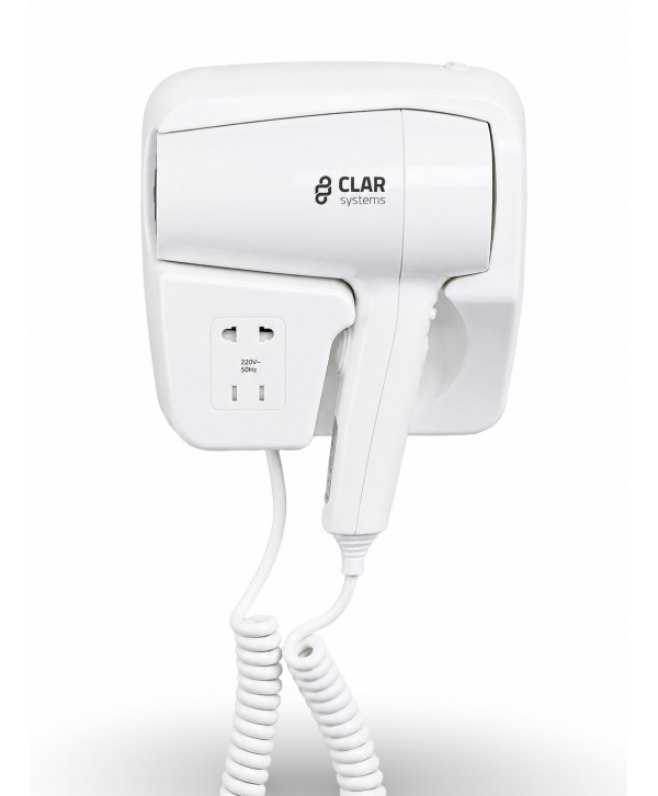 Uscator de par cu suport Clar Systems alb mat – hoteluri si wellness Uscator de par cu suport Clar Systems alb mat – hoteluri si wellness