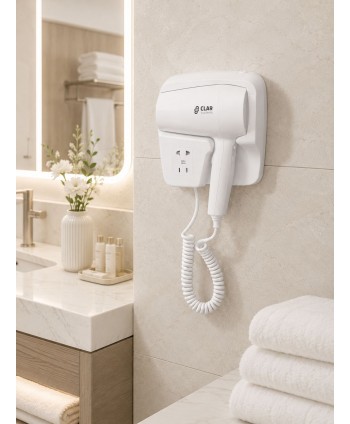 Uscator de par cu suport Clar Systems alb mat – hoteluri si wellness