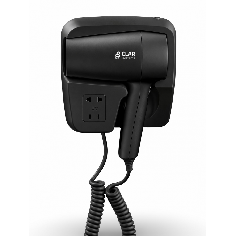 Uscator de par cu suport Clar Systems negru mat – hoteluri si wellness