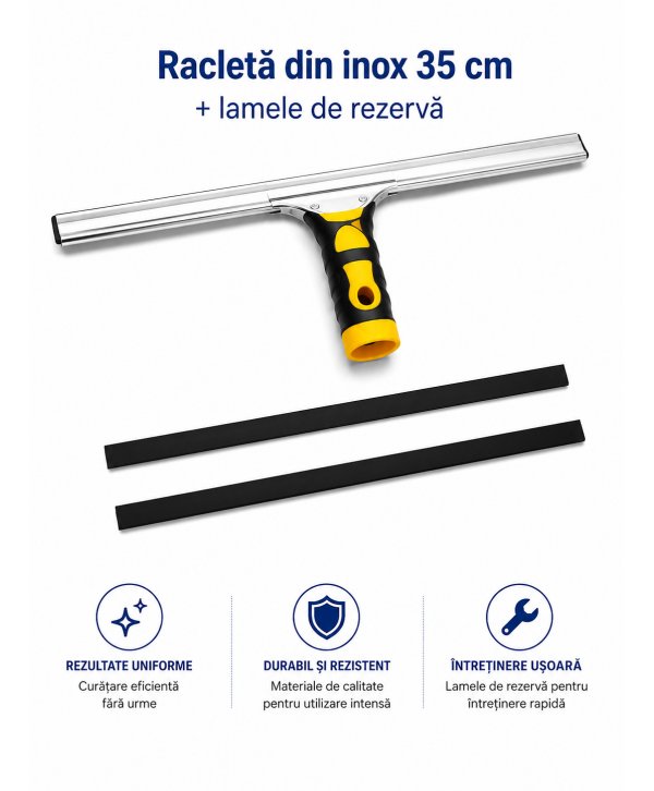 Set profesional pentru spălarea și curățarea geamurilor cu mâner telescopic 3 x 1,5 m