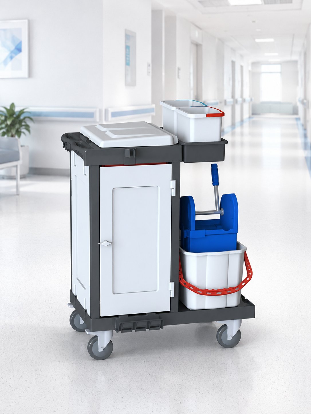 Cărucior de Curățenie Profesional ArliPlus® M424 – Igienă Completă și Organizare Superioară