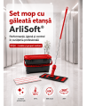 Set mop cu găleată etanșă ArliSoft® 20L, roșu