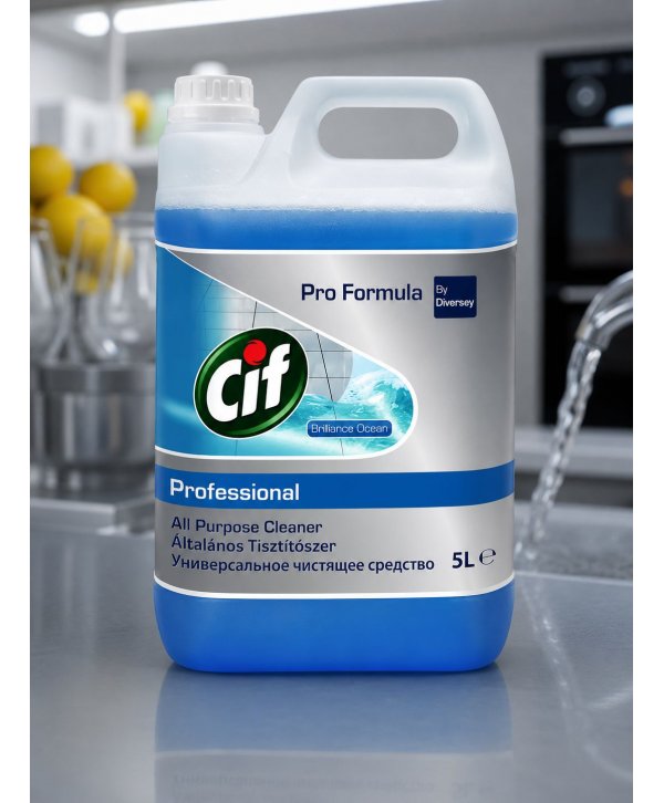 Detergenti profesionali - Cif Professional Brilliance Ocean 5L – Detergent Universal fără Clătire pentru Curățenie Impecabilă - arli.ro