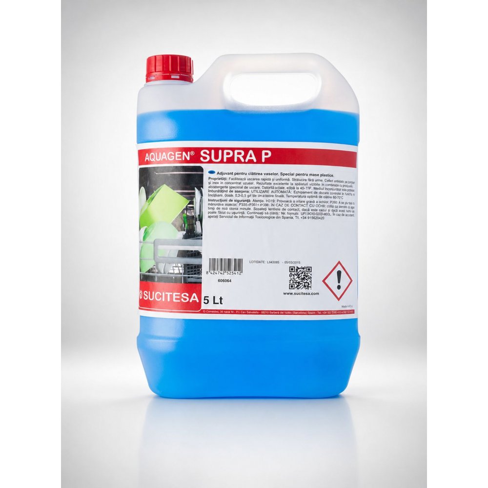 Aquagen Supra P - Detergent Profesional de Ultimă Generație pentru Spălarea Manuală sau Automată a Vaselor din Plastic