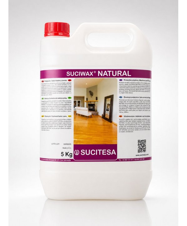 Suciwax Natural 5L - Emulsie profesională pentru protecția și întreținerea suprafețelor din lemn, parchet laminat și plută