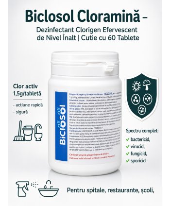  Acasa - Biclosol – Dezinfectant Clorigen Efervescent de Nivel Înalt cu Spectru Larg de Actiune – 60 Tablete - arli.ro