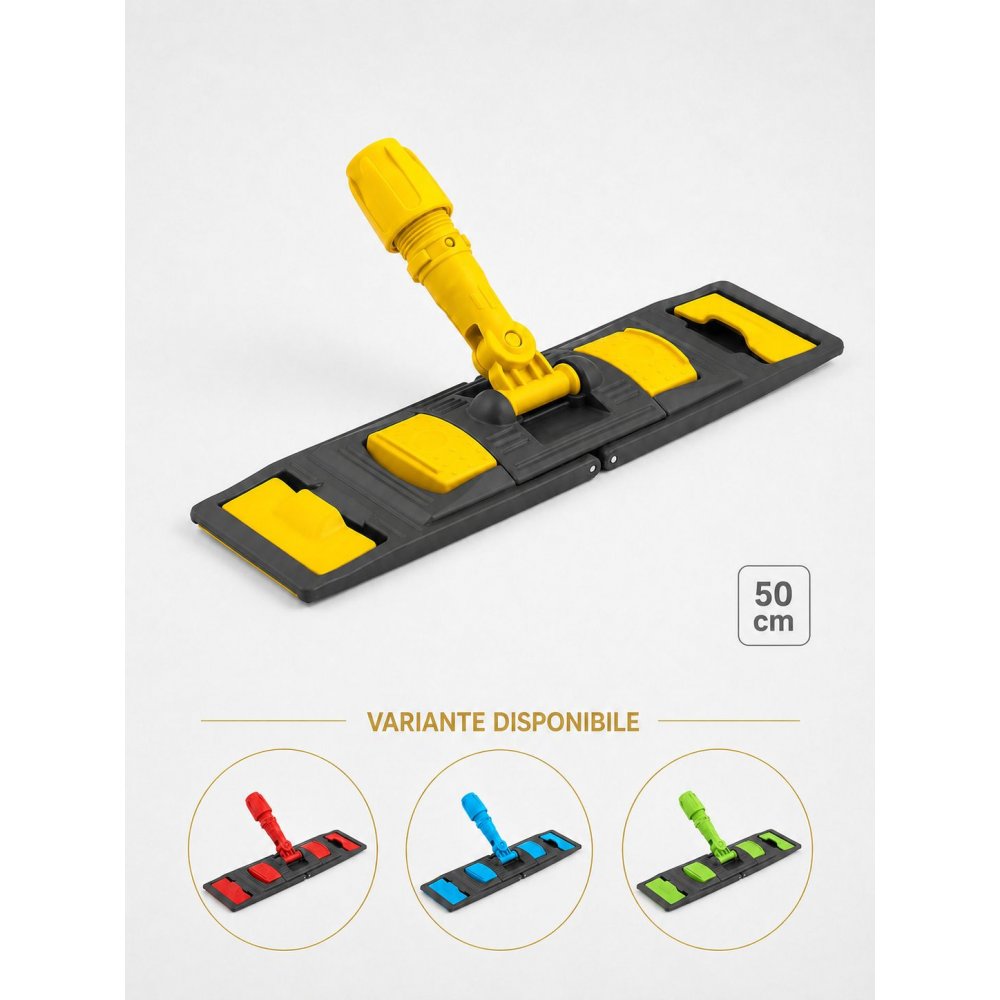 Suport mop profesional plat galben 50 cm, fixare cu urechi, pentru bai, vestiare