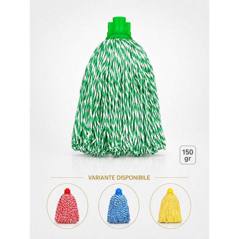 Mop cu fire lungi profesional verde din microfibră, 150 g, pentru bucătării