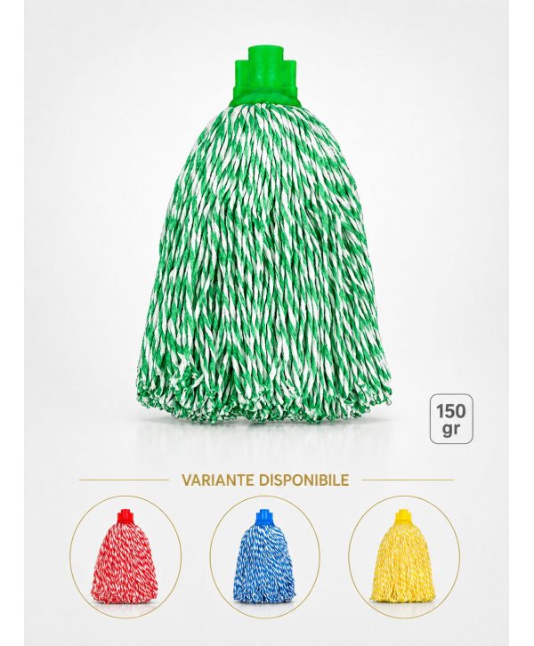 Mop cu fire lungi profesional verde din microfibră, 150 g, pentru bucătării