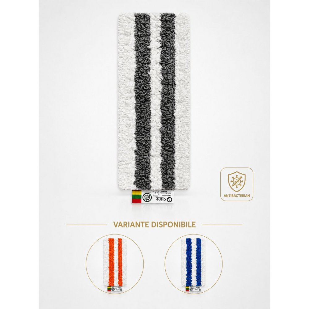 Mop plat antibacterian gri cu scai Velcro și codul culorilor pentru spitale