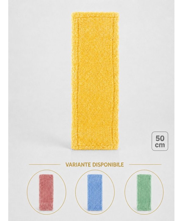 Mopuri profesionale - Mop profesional plat galben 50 cm din microfibră, cu urechi și buzunare, pentru lavoare - arli.ro