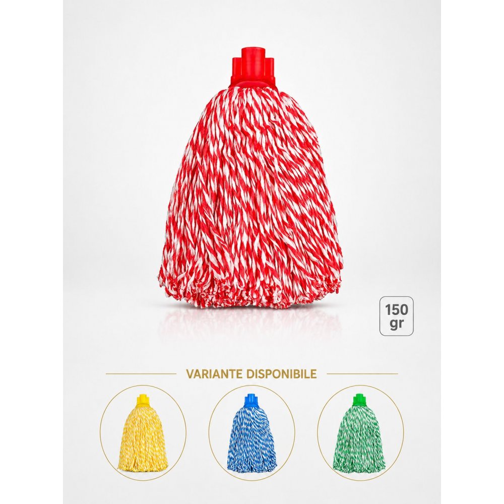 Mop cu fire lungi profesional roșu din microfibră, 150 g, pentru toalete