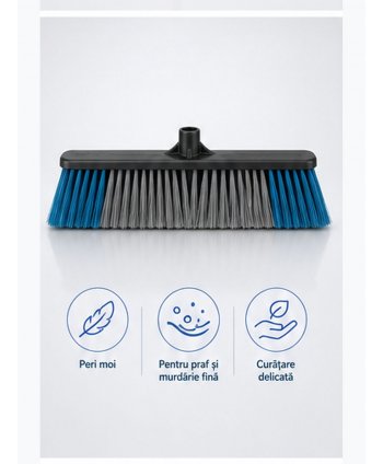  Produse de curatenie profesionale - Mătură Profesională de Exterior cu Peri Flexibili 60 cm - murdărie fină, praf, nisip pe Beton, Asfalt, Marmură & Mozaic - arli.ro
