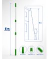 Mâner telescopic profesional din aluminiu, 6 m, 3 segmente x 2 m – filet universal