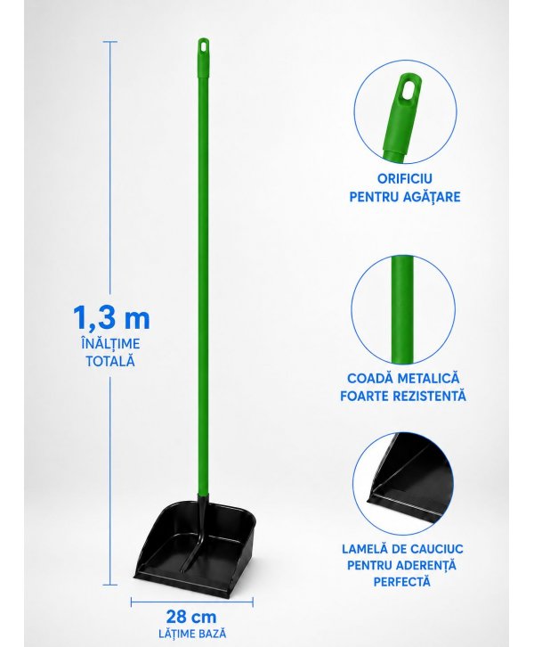 Făraș cu coadă metalică verde – Recomandat pentru bucătării și zone de preparare a alimentelor