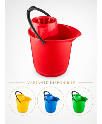  Materiale de curatenie - Găleată Profesională cu Storcător de Mop, Polipropilenă Ultra Rezistenta la Substanțe Chimice și Socuri, 13 Litri, Rosie - arli.ro