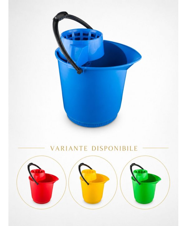Materiale de curatenie - Găleată Profesională cu Storcător de Mop, Polipropilenă Ultra Rezistentă la Substanțe Chimice și Socuri 13 Litri Albastra - arli.ro