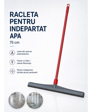  Materiale de curatenie - Racleta pentru indepartat lichide de pe pardoseli, coada metalica 120 cm, lama din spuma poliuretanica de 75 cm, filet universal - arli.ro