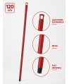 Mâner metalic ergonomic pentru mopuri, mături și raclete, 120 cm, Roșu – Compatibilitate universală și igienă garantată