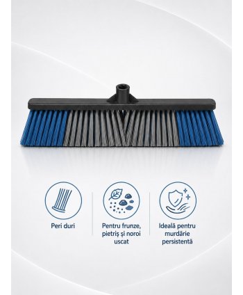  Produse de curatenie profesionale - Mătură Profesională de Exterior cu Peri Duri 60 cm – murdărie grea, pietriș, noroi uscat pe pavaj, asfalt, curți industriale - arli.ro