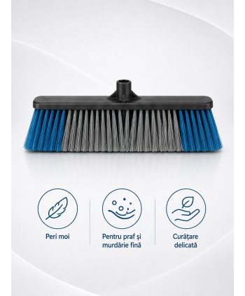  Produse de curatenie profesionale - Mătură Profesională de Exterior cu Peri Flexibili 60 cm - murdărie fină, praf, nisip pe Beton, Asfalt, Marmură & Mozaic - arli.ro