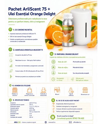 Pachet Promoțional ArliScent® 75 + Ulei Esențial Orange Delight 500 ml  Odorizare profesională premium cu explozie de energie