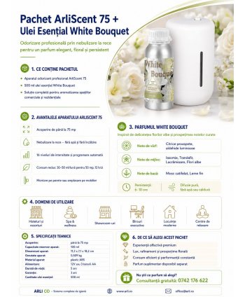 Pachet Promoțional ArliScent® 75 + Ulei Esențial White Bouquet 500 ml  Odorizare profesională premium pentru spații mari